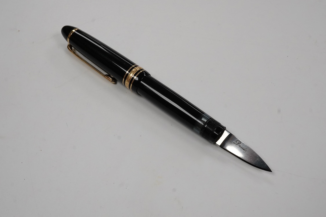A Mont Blanc 146 size pen which has been customised to a letter opener